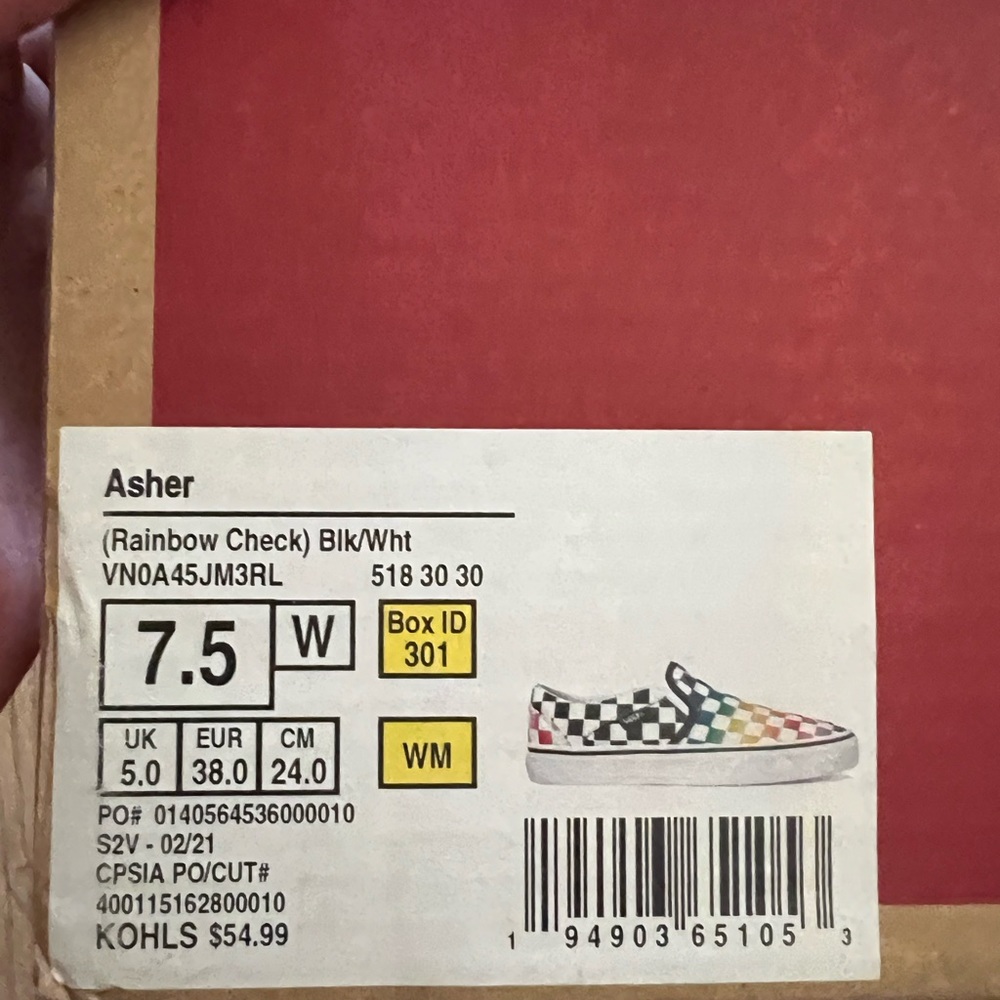 Vans Asher Rainbow Checkered New 7.5